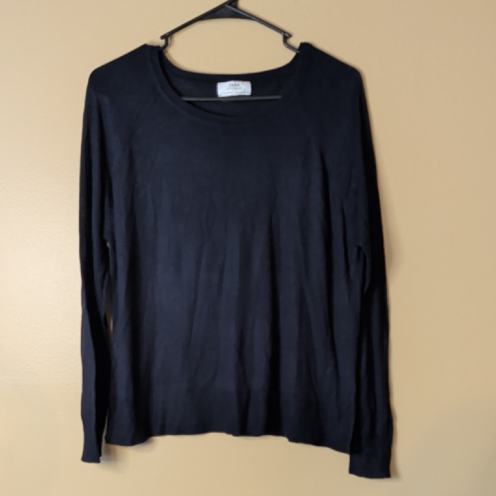 Zara Knitwear Lightweight Pullover Black Size Medium